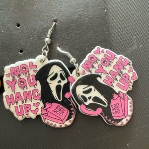 No You Hang Up - Pink and Black Scream Earrings